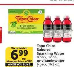 Vons Topo Chico Sabores Sparkling Water 8 pack, 12 oz. or vitaminwater 6 pack, 16.9 oz offer