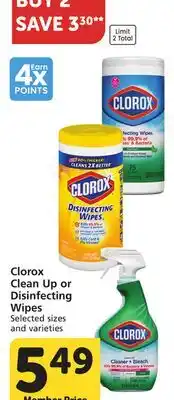Vons Clorox Clean Up or Disinfecting Wipes offer