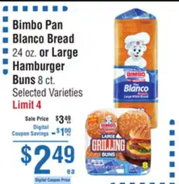 Smart & Final Bimbo Pan Blanco Bread or Large Hamburger Buns offer