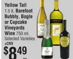 Smart & Final Yellow Tail, Barefoot Bubbly, Bogle or Cupcake Vineyards Wine offer