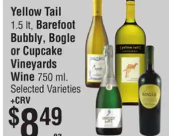 Smart & Final Yellow Tail, Barefoot Bubbly, Bogle or Cupcake Vineyards Wine offer
