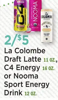 Heinen's La Colombe Draft Latte 11 OZ., C4 Energy 16 OZ. or Nooma Sport Energy Drink 12 OZ offer