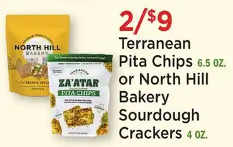 Heinen's Terranean Pita Chips 6.5 OZ. or North Hill Bakery Sourdough Crackers 4 OZ offer