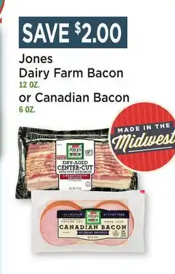 Heinen's Jones Dairy Farm Bacon 12 OZ. or Canadian Bacon 6 OZ offer