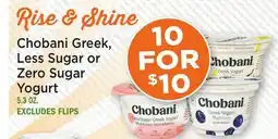 Heinen's Chobani Greek, Less Sugar or Zero Sugar Yogurt offer