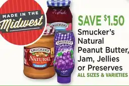Heinen's Smucker's Natural Peanut Butter, Jam, Jellies or Preserves offer
