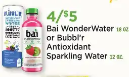 Heinen's Bai WonderWater 18 OZ. or Bubbl'r Antioxidant Sparkling Water 12 OZ offer