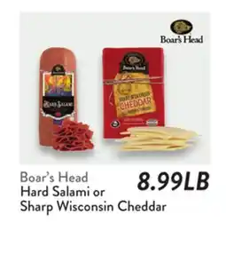 Fresh Thyme Boar's Head Hard Salami or Sharp Wisconsin Cheddar offer