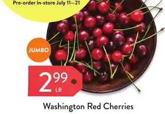 Fresh Thyme Washington Red Cherries offer