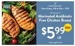 Fresh Thyme All Varieties of Marinated Antibiotic Free Chicken Breast offer