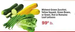 Heinen's Midwest Grown Zucchini, Yellow Squash, Green Beans, or Green, Red or Romaine Leaf Lettuces offer