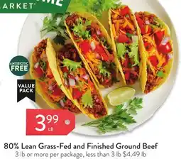 Fresh Thyme 80% Lean Grass-Fed and Finished Ground Beef offer