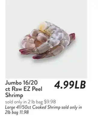 Fresh Thyme Jumbo 16/20 ct Raw EZ Peel Shrimp offer