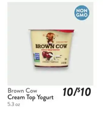 Fresh Thyme Brown Cow Cream Top Yogurt offer