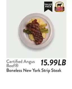 Fresh Thyme Certified Angus Beef Boneless New York Strip Steak offer