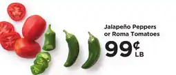 Food 4 Less Jalapeño Peppers or Roma Tomatoes offer