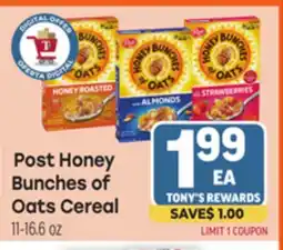 Tony’s Fresh Market Post Honey Bunches of Oats Cereal offer