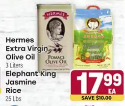 Tony’s Fresh Market Hermes Extra Virgin Olive Oil, 3 Liters Elephant King Jasmine Rice, 25 Lbs offer