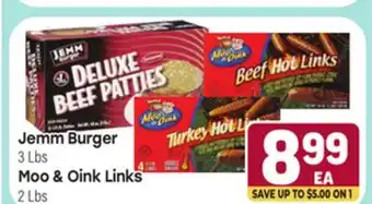 Tony’s Fresh Market Jemm Burger 3 Lbs, Moo & Oink Links 2 Lbs offer