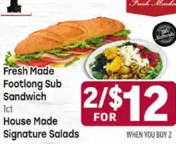 Tony’s Fresh Market Fresh Made Footlong Sub Sandwich 1ct House Made Signature Salads offer