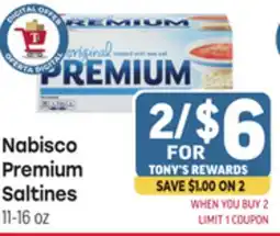 Tony’s Fresh Market Nabisco Premium Saltines offer