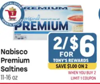 Tony’s Fresh Market Nabisco Premium Saltines offer