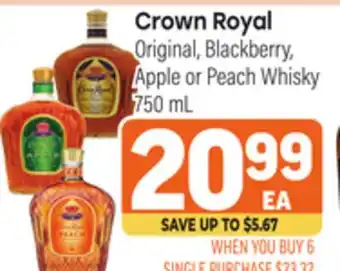 Tony’s Fresh Market Crown Royal Original, Blackberry,, Apple or Peach Whisky offer