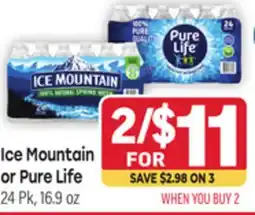Tony’s Fresh Market Ice Mountain or Pure Life offer