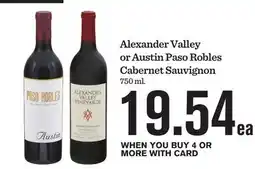 Mariano's Alexander Valley or Austin Paso Robles Cabernet Sauvignon offer
