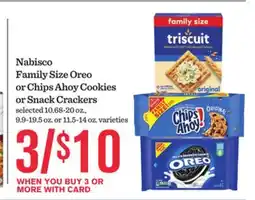 Mariano's Nabisco Family Size Oreo or Chips Ahoy Cookies or Snack Crackers offer