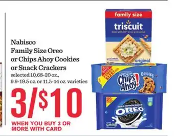 Mariano's Nabisco Family Size Oreo or Chips Ahoy Cookies or Snack Crackers offer