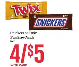 Mariano's Snickers or Twix Fun Size Candy 5 ct offer