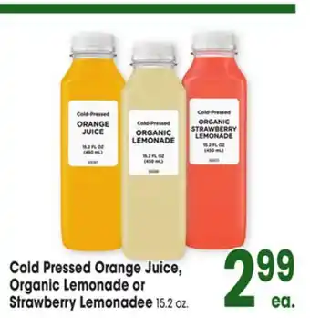 Jewel-Osco Cold Pressed Orange Juice, Organic Lemonade or Strawberry Lemonadee offer