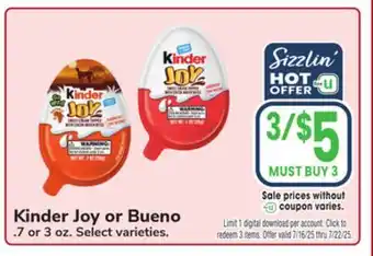Jewel-Osco Kinder Joy or Bueno offer