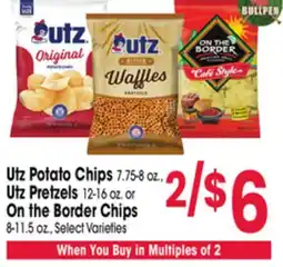 Jewel-Osco Utz Potato Chips 7.75-8 oz., Utz Pretzels 12-16 oz. or On the Border Chips 8-11.5 oz offer