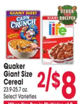 Jewel-Osco Quaker Giant Size Cereal offer