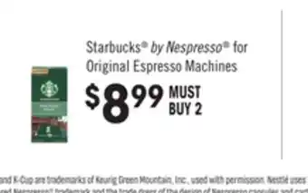 Jewel-Osco Starbucks by Nespresso for Original Espresso Machines offer
