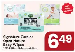 Jewel-Osco Signature Care or Open Nature Baby Wipes offer