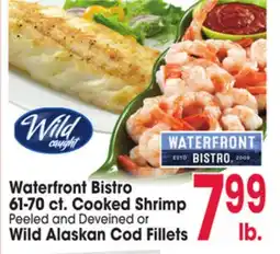 Jewel-Osco Waterfront Bistro 61-70 ct. Cooked Shrimp Peeled and Deveined or Wild Alaskan Cod Fillets offer