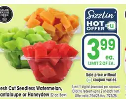 Jewel-Osco Fresh Cut Seedless Watermelon, Cantaloupe or Honeydew offer