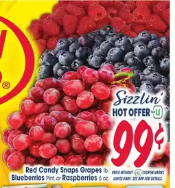 Jewel-Osco Red Candy Snaps Grapes lb. Blueberries Pint, or Raspberries offer
