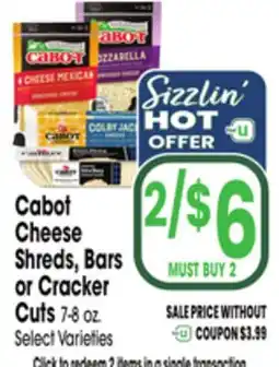 Jewel-Osco Cabot Cheese Shreds, Bars or Cracker Cuts offer