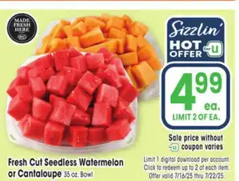 Jewel-Osco Fresh Cut Seedless Watermelon or Cantaloupe offer