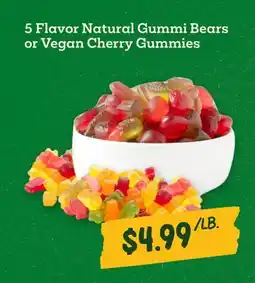 Sprouts Farmers Market 5 Flavor Natural Gummi Bears or Vegan Cherry Gummies offer