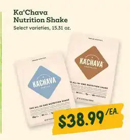 Sprouts Farmers Market Ka'Chava Nutrition Shake offer