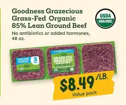 Sprouts Farmers Market Goodness Grazecious Grass-Fed Organic 85% Lean Ground Beef offer