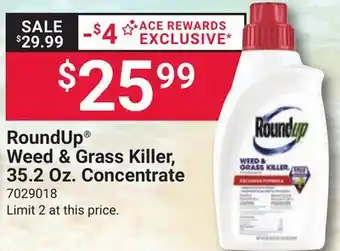 Ace Hardware RoundUp Weed & Grass Killer, 35.2 Oz. Concentrate offer