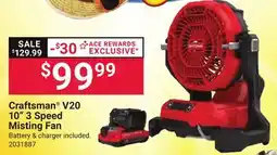Ace Hardware Craftsman V20 10 3 Speed Misting Fan offer