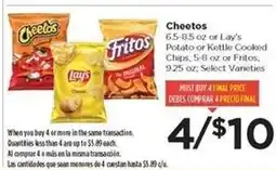 Food 4 Less Cheetos, Lay's Potato or Kettle Cooked Chips, Fritos offer
