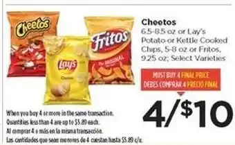 Food 4 Less Cheetos, Lay's Potato or Kettle Cooked Chips, Fritos offer